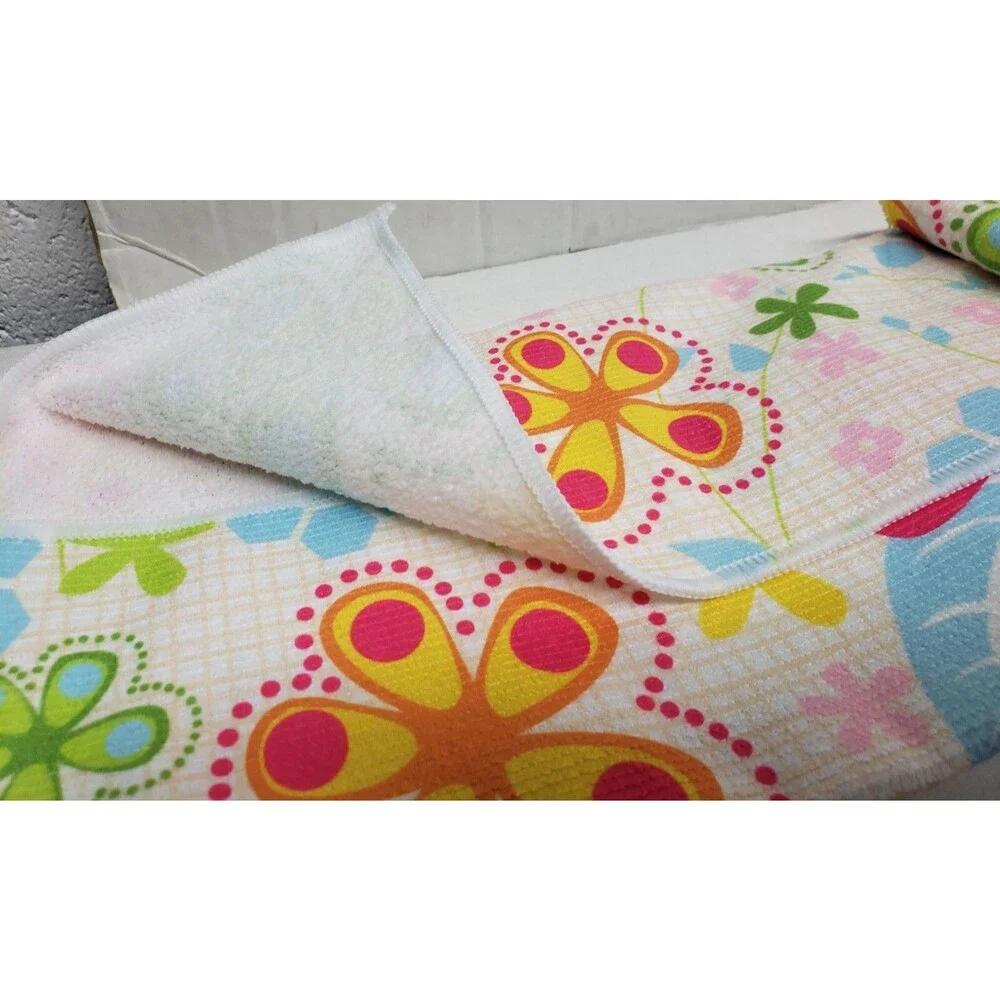 3pc Kitchen Set:1 Pot Holder,1 Oven Mitt,1 Microfiber Towel, Multicolor Flowers,
